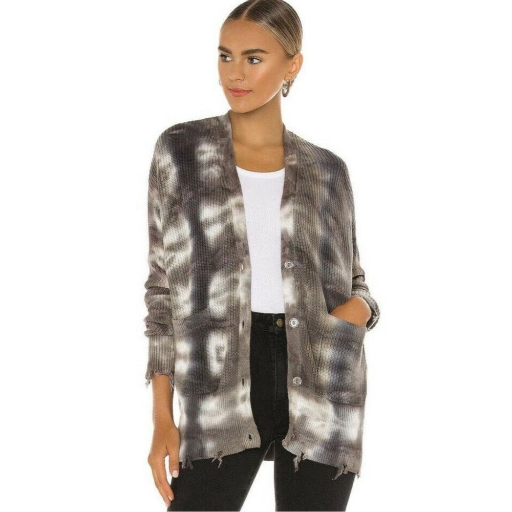 Young Fabulous & Broke Distressed Indie Tie Dye Cardigan Oversized Small/Medium